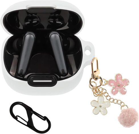 Protective Cover Case Compatible with Soundcore Liberty 4 NC Earbuds, Cute Soft Silicone Scratch Shock Resistant Skin Cover,Carabiner and Keychain Accessories for Women Girls in Saudi Arabia