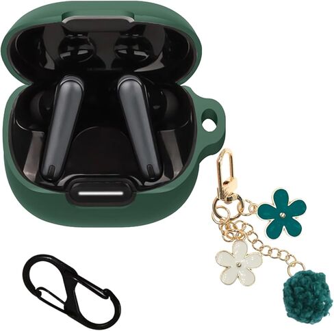 Protective Cover Case Compatible with Soundcore Liberty 4 NC Earbuds, Cute Soft Silicone Scratch Shock Resistant Skin Cover,Carabiner and Keychain Accessories for Women Girls in Saudi Arabia