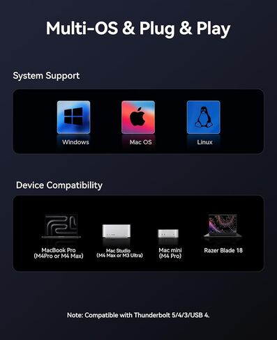 حاوية ORICO 80 جيجابت في الثانية M.2 NVMe SSD، متوافقة مع واجهة Thunderbolt 5/4/3/USB4، تبريد صامت بدون مروحة، تدعم M-Key 2280 NVMe SSDs لنقل البيانات عالي السرعة على Mac/PC (بدون SSD)-X50 in Kuwait