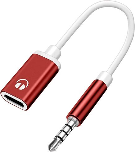 3.5mm Male to Type C Female Auditory Adapter Cable for Analog Headphones Phones and Tablets Wide Compatibility (Red) in Kuwait
