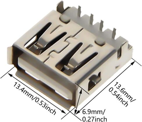 5Pcs PCB USB Connector USB-AF Female Jack 4 Pin 90 Degree with Ear Curled Edge,WuJuntool in Kuwait
