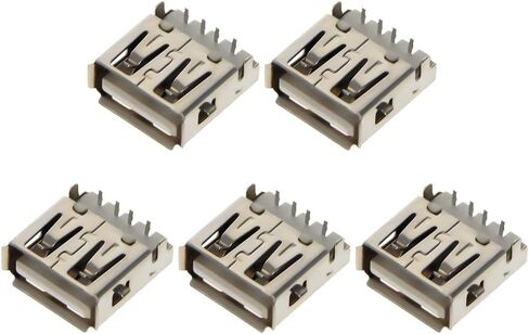 5Pcs PCB USB Connector USB-AF Female Jack 4 Pin 90 Degree with Ear Curled Edge,WuJuntool in Kuwait