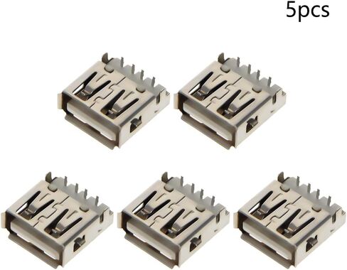 5Pcs PCB USB Connector USB-AF Female Jack 4 Pin 90 Degree with Ear Curled Edge,WuJuntool in Kuwait