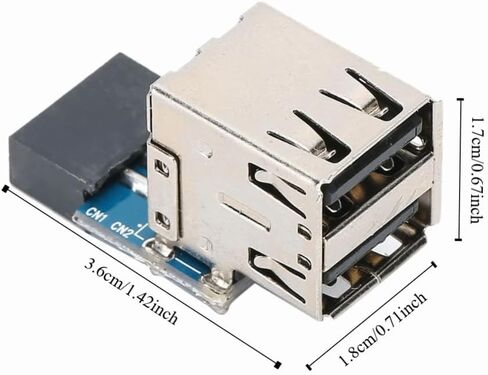 محول أنثى 9Pin إلى 2 منفذ USB 2.0 - توسيع الرأس الداخلي للوحة الأم للكمبيوتر الشخصي، متوافق مع أجهزة USB 1.1 in Kuwait