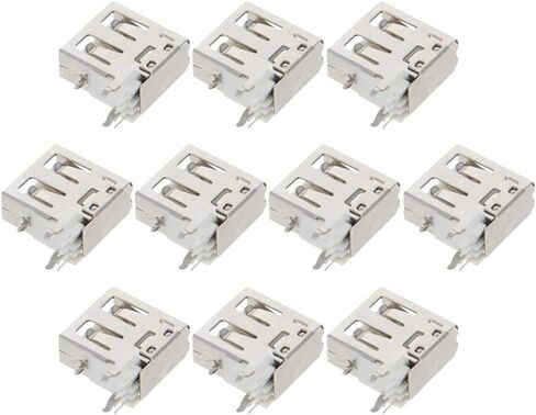 PCB USB Connector USB-AF Female Jack 4 Pin 90 Degree Side Insert Short Body No-Edge 10Pcs,WuJuntool in Kuwait