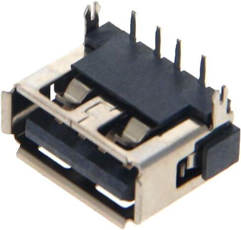 10Pcs USB-A Female Socket Jack Connector 4 Pin Back 2 Foot 90 Degree Straight Insert Curled Edge PCB Connector, Repair Replacement Adapter,WuJuntool in Kuwait
