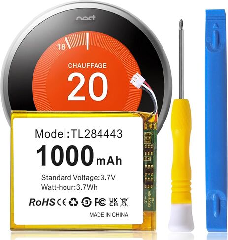 TL284443 Battery, 2026 Upgraded 1000mAh Inner Li-Ion Battery Replacement for Google Nest Learning Thermostat 2nd /3rd Gen, Model T3007ES, T3008US, T4000ES, A0013, with Repair Tools (TL284443,1Pack,A) in Kuwait