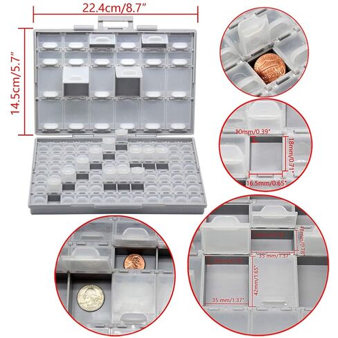 3 Units AideTek BOXALL96 BOXALL48 BOXALL144 Compartment SMD Organizer Box SMD SMT Parts Organizer Surface Mount Box in Kuwait