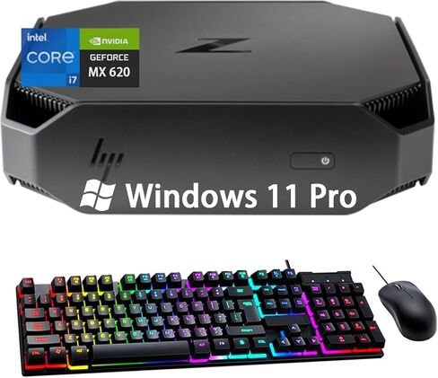 HP Z2 G3 Mini Workstation Desktop| Core i7-7700(3.60-4.20 GHz) - 256GB SSD -8GB RAM - NVIDIA QuadroM620|4 cores, Keyboard & Mouse, Win 11 Pro, Black (Renewed) in Kuwait