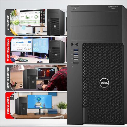كمبيوتر سطح المكتب Dell Precision 3620 Mini Tower - Intel Core i5-6500 الجيل السادس - ذاكرة وصول عشوائي 32 جيجابايت - SSD 1 تيرابايت - لوحة مفاتيح وماوس لاسلكيين - WiFi - Windows 11 Pro - كمبيوتر محطة العمل (متجدد) in Kuwait