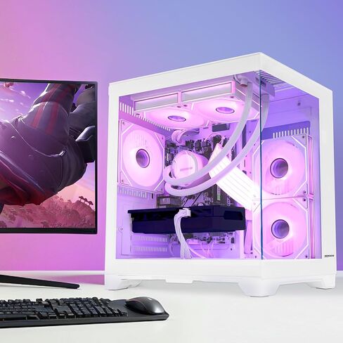 Panorama Gaming PC Desktop - AMD Ryzen 7 5700X 3.4 GHz, RX 6500XT 4GB, 16GB DDR4 RAM 3200, 1TB M.2 PCIE SSD, 650W PSU, 240mm AIO,Windows 11 64-bit Desktop Computer, White in Kuwait