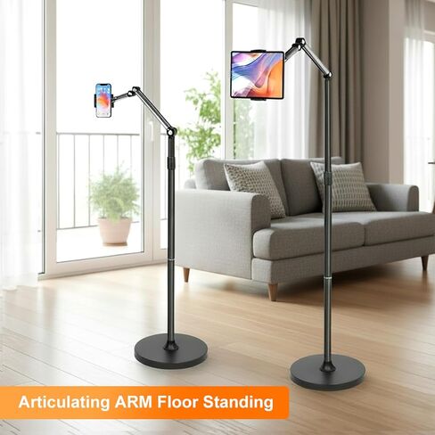 66“ Floor stand articulating arm with adjustable , Minimalist Design, Space-Saving, Highly Flexible,For Watching/Stream/Recording ON Bed&Couch, for iPad Pro 12.9"/Kindle/iPhone,4.5-13" Tablet/Phone in Kuwait