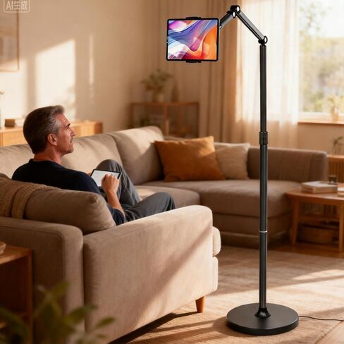 66“ Floor stand articulating arm with adjustable , Minimalist Design, Space-Saving, Highly Flexible,For Watching/Stream/Recording ON Bed&Couch, for iPad Pro 12.9"/Kindle/iPhone,4.5-13" Tablet/Phone in Kuwait