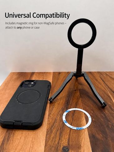 حامل ثلاثي MagSafe قابل للطي متوافق مع iPhone وAndroid - حامل هاتف مغناطيسي للمكتب، قبضة سيلفي محمولة، حامل مغناطيسي قوي، محمول للسفر والمكتب ومكالمات الفيديو in Kuwait