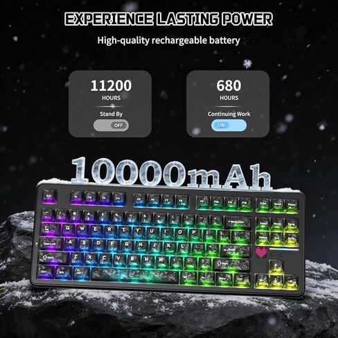 ATTACK SHARK X87 Ultra Wireless Mechanical Keyboard& X11SE Ultra-Light Wireless Gaming Mouse, 10000mAh Battery, Dot-Matrix Screen, 16.8M RGB, Hot-Swappable, Programmable for PC Gamer (Forged Carbon) in Kuwait