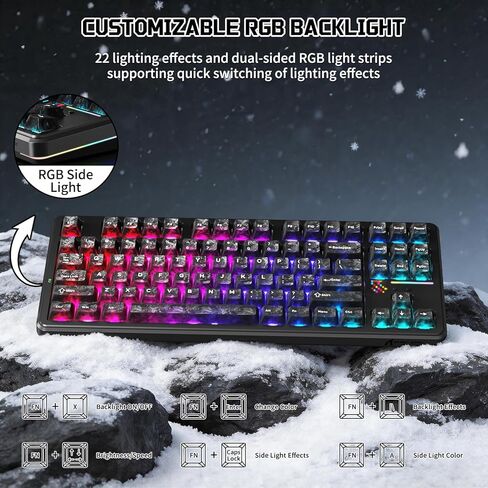 ATTACK SHARK X87 Ultra Wireless Mechanical Keyboard& X11SE Ultra-Light Wireless Gaming Mouse, 10000mAh Battery, Dot-Matrix Screen, 16.8M RGB, Hot-Swappable, Programmable for PC Gamer (Forged Carbon) in Kuwait
