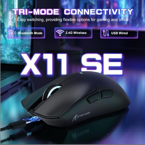ATTACK SHARK X87 Ultra Wireless Mechanical Keyboard& X11SE Ultra-Light Wireless Gaming Mouse, 10000mAh Battery, Dot-Matrix Screen, 16.8M RGB, Hot-Swappable, Programmable for PC Gamer (Forged Carbon) in Kuwait