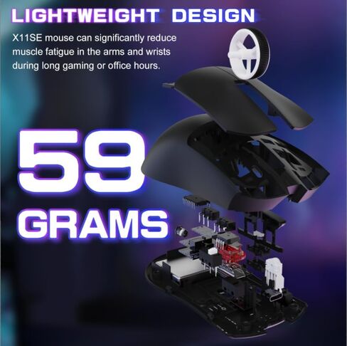 ATTACK SHARK X87 Ultra Wireless Mechanical Keyboard& X11SE Ultra-Light Wireless Gaming Mouse, 10000mAh Battery, Dot-Matrix Screen, 16.8M RGB, Hot-Swappable, Programmable for PC Gamer (Forged Carbon) in Kuwait