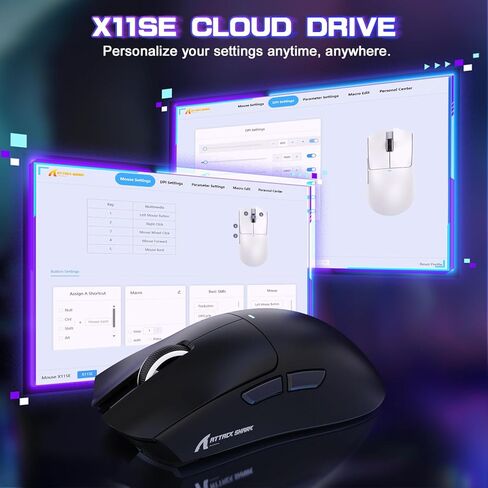 ATTACK SHARK X87 Ultra Wireless Mechanical Keyboard& X11SE Ultra-Light Wireless Gaming Mouse, 10000mAh Battery, Dot-Matrix Screen, 16.8M RGB, Hot-Swappable, Programmable for PC Gamer (Forged Carbon) in Kuwait