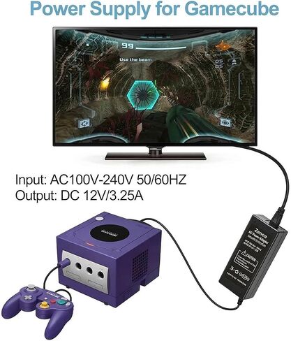 Zenoa Gamecube Power supply12V 3.25A Replacement AC Adapter for Nintendo Gamecube Console, 100-240 Input -NGC Power Cord Compatible with GC System in Kuwait