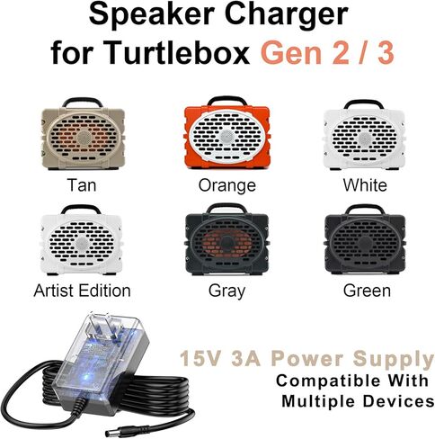 شاحن مكبر صوت 15 فولت 3 أمبير لـ Turtlebox Gen 2 & Gen 3: بصوت عالٍ! استبدال سلك الطاقة لسماعات بلوتوث 5.0 المحمولة في الهواء الطلق. in Kuwait