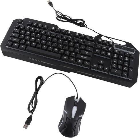 مجموعة ماوس لوحة مفاتيح سلكية، مجموعة لوحة مفاتيح وماوس للألعاب بإضاءة RGB مكونة من 104 مفاتيح من سبائك الألومنيوم مع 1200 نقطة لكل بوصة، لأجهزة الكمبيوتر المحمول المكتبية in Kuwait