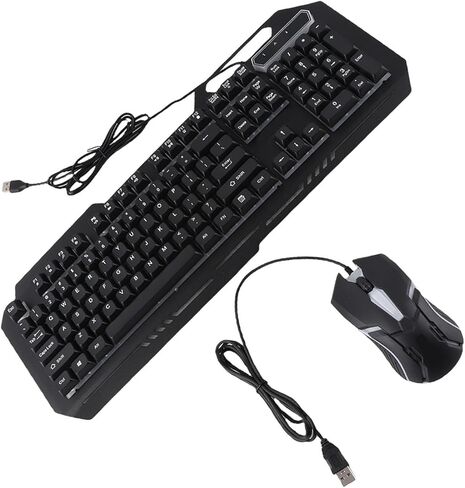 مجموعة ماوس لوحة مفاتيح سلكية، مجموعة لوحة مفاتيح وماوس للألعاب بإضاءة RGB مكونة من 104 مفاتيح من سبائك الألومنيوم مع 1200 نقطة لكل بوصة، لأجهزة الكمبيوتر المحمول المكتبية in Kuwait