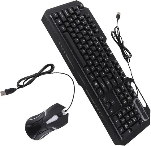 مجموعة ماوس لوحة مفاتيح سلكية، مجموعة لوحة مفاتيح وماوس للألعاب بإضاءة RGB مكونة من 104 مفاتيح من سبائك الألومنيوم مع 1200 نقطة لكل بوصة، لأجهزة الكمبيوتر المحمول المكتبية in Kuwait