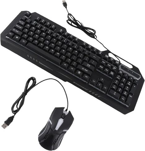مجموعة ماوس لوحة مفاتيح سلكية، مجموعة لوحة مفاتيح وماوس للألعاب بإضاءة RGB مكونة من 104 مفاتيح من سبائك الألومنيوم مع 1200 نقطة لكل بوصة، لأجهزة الكمبيوتر المحمول المكتبية in Kuwait
