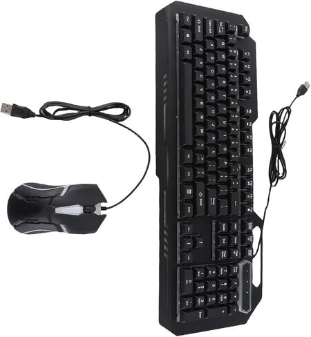 مجموعة ماوس لوحة مفاتيح سلكية، مجموعة لوحة مفاتيح وماوس للألعاب بإضاءة RGB مكونة من 104 مفاتيح من سبائك الألومنيوم مع 1200 نقطة لكل بوصة، لأجهزة الكمبيوتر المحمول المكتبية in Kuwait