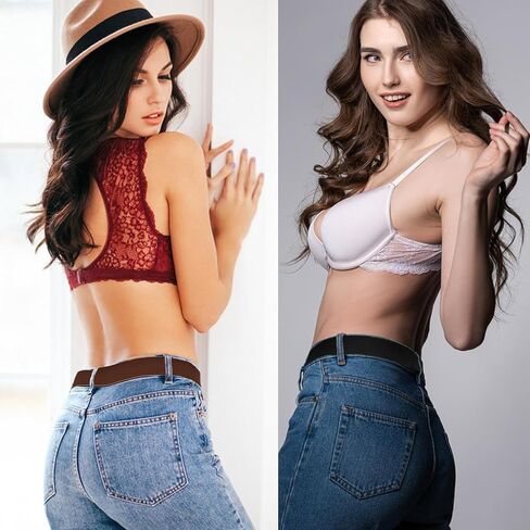 REDANHA 2 Pack Women No Show Invisible Belt Elastic Stretch Waist Belt with Flat Buckle Adjustable Belts for Pants Dresses in Saudi Arabia