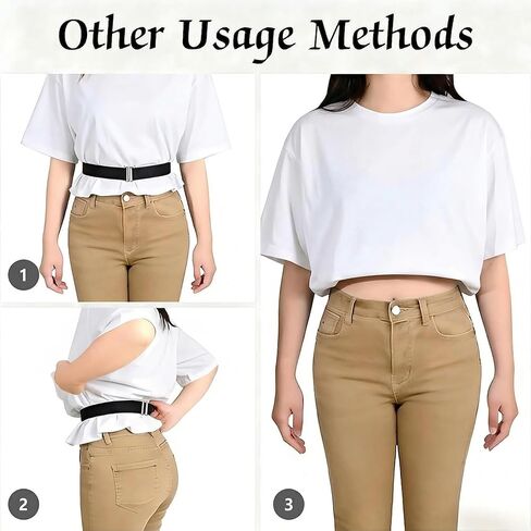 REDANHA 2 Pack Women No Show Invisible Belt Elastic Stretch Waist Belt with Flat Buckle Adjustable Belts for Pants Dresses in Saudi Arabia
