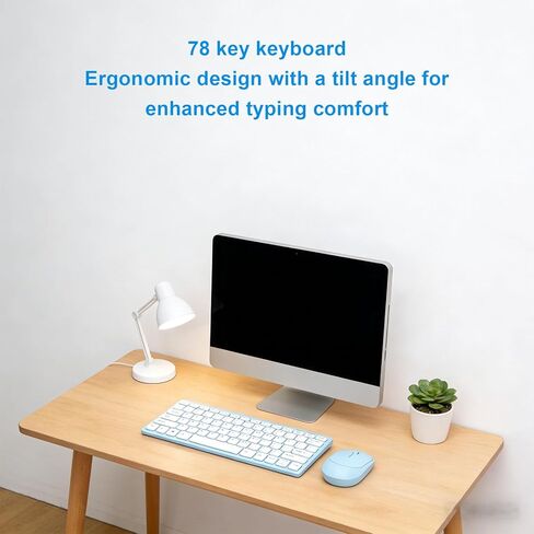 Zopsc Wireless Keyboard and Mouse Combo, 78 Keys Ergonomic Ultra Slim Quiet Splash Proof Compact Keyboard and Mouse Set for Computer PC Laptop Tablet in Kuwait
