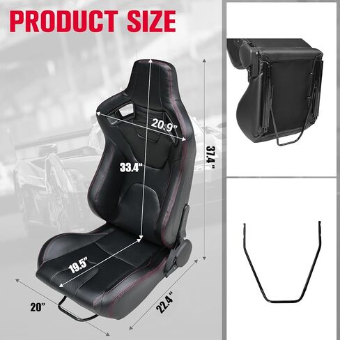 2PCS Universal Automotive Racing Seats with PVC Leather Reclinable Racing Bucket Seats with Dual Sliders in Saudi Arabia