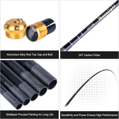 Goture Telescopic Tenkara Fishing Rod Collapsible Crappie Rods 1 Piece Portable Hand Fishing Poles Carbon Fiber Stream Ultralight Inshore Carp Bamboo Pole Bass Trout - 7Ft (Extra Tips Not Included) in Kuwait