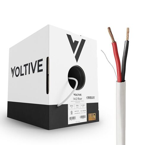 Voltive 14/4 Speaker Wire, Riser CL3R, White, 500ft - 14AWG, 4 Conductors, Stranded Oxygen-Free Copper, UL Listed - V-1270-2 in Saudi Arabia