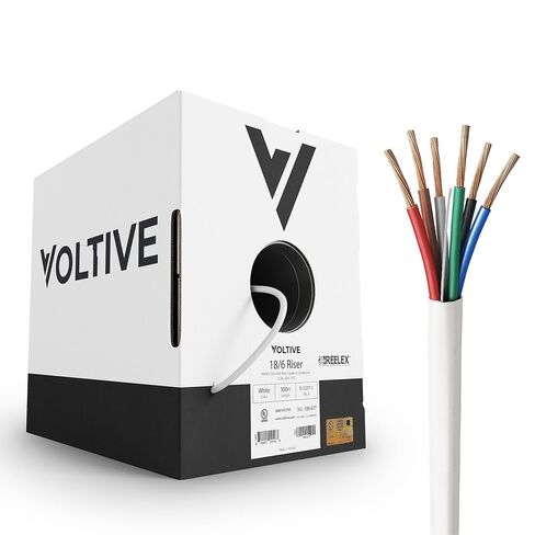 Voltive 14/4 Speaker Wire, Riser CL3R, White, 500ft - 14AWG, 4 Conductors, Stranded Oxygen-Free Copper, UL Listed - V-1270-2 in Saudi Arabia