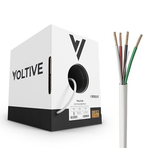 Voltive 14/4 Speaker Wire, Riser CL3R, White, 500ft - 14AWG, 4 Conductors, Stranded Oxygen-Free Copper, UL Listed - V-1270-2 in Saudi Arabia