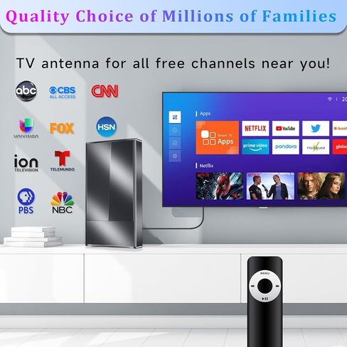 2026 Strongest TV Antenna Indoor, 5500+ Miles Outdoor Long Ranges, Digital Antenna for Smart TV, Best Amplifier Signal Booster Support 8K 4K 1080p All TVs VHF UHF - 50FT Cable/AC Adapter in Kuwait