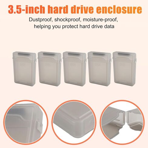 5pcs 3.5 inch IDE SATA HDD Hard Drive Disk Plastic Storage Box Case Enclosure in Kuwait