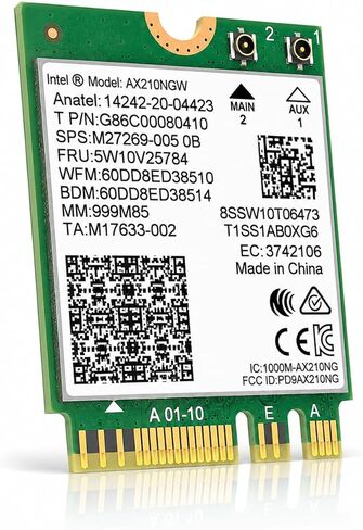 WiFi 6E AX210 NGW Wireless Card, M.2 2230 Laptop WiFi Module with Bluetooth 5.3, Tri-Band 5400Mbps Network Adapter, MU-MIMO, OFDMA, 160MHz, Supports Windows 10/11 64-bit in Kuwait