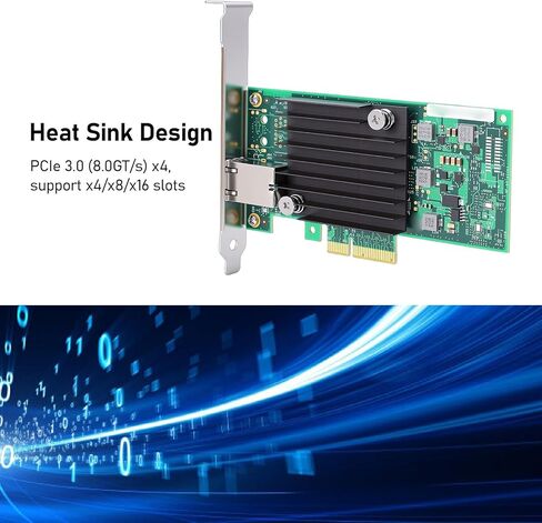 Gugxiom X550T1 10Gb PCIe Network Card, Single RJ45 Port, 2.5G/5G/10G, PCIe 3.0 x4, Ethernet LAN Adapter for Wins Linux VMware in Kuwait