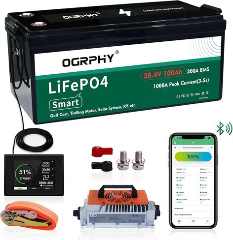 بطارية ليثيوم 36V مع شاحن وشاشة LCD ، 36V 150AH Lithium Golf Cart Battery مع 200A BMS ، 5.76KWH 36V بطارية مع إخراج 7.68 كيلو واط ، 1000A ذروة التيار لعربة الجولف ، محرك الصخور ، RV in Kuwait