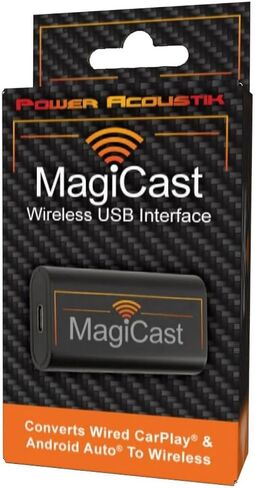 محول Power Acoustik MagiCast اللاسلكي CarPlay & Android Auto - دونجل التوصيل والتشغيل يحول أجهزة ستريو السيارة السلكية إلى لاسلكية - ملاءمة عالمية، إقران تلقائي سريع، اتصال USB in Kuwait