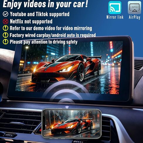 محول Carplay لاسلكي 4 في 1 لأجهزة Apple iPhone Android Auto، محول Airplay Screen Mirror Link Bluetooth Carplay للفيديو YouTube Tiktok، WiFi ثنائي النواة، Mini Car Play USB Dongle، سريع، بدون زمن الوصول in Kuwait