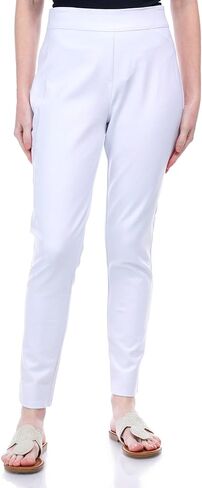 SLIM-SATION Women's Misses Wide Elastic Pull on Solid Cool Hand Ponte Ankle Leggings Faux Front Pockets in Saudi Arabia