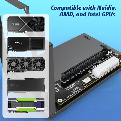 قاعدة PCIe 4.0 x4 64 جيجابت في الثانية eGPU مع كابل OCuLink SFF-8611 مقاس 29.5 بوصة، وOCuLink SFF-8612 8311 إلى PCIe x16 قاعدة GPU خارجية لأجهزة الكمبيوتر المحمول وأجهزة الكمبيوتر الصغيرة، وتدعم حاوية GPU الخارجية بطاقة الرسومات الخارجية in Kuwait