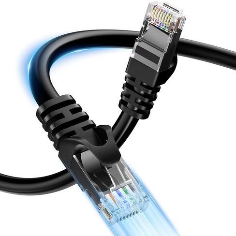 Cat6 Ethernet Cable 20FT, Flexible 24AWG Bare Copper, 10Gbps 550MHz High Speed RJ45 LAN UTP Black Round Patch Cord for Gaming Streaming Home Office Router Modem Server PC in Kuwait