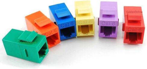 CablesOnline، 6-حزمة CAT6 أنثى/أنثى RJ45 إيثرنت متعددة الألوان كيستون جاك المقرنة، WP-C02MC-6 in Kuwait