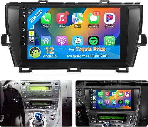 ستيريو سيارة Leadfan Android12 لسيارة Toyota Prius 2010-2015 ستيريو مع CarPlay Android Auto، شاشة لمس 9 بوصات متوافقة مع JBL وشاشة كبيرة BT GPS Navi WiFi وكاميرا احتياطية MIC 2+32G in Kuwait